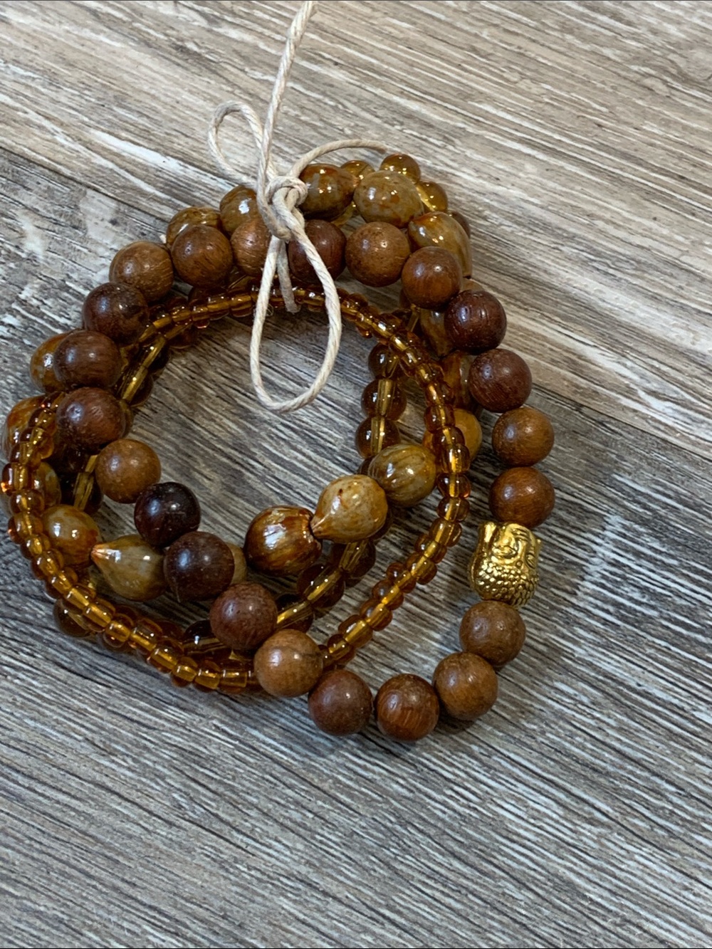 3/$10💕 Handcrafted Brown and Gold Bead Bracelet Set
